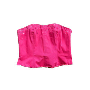 OLEG CASSINI Vintage Sequin Bustier Corset Top Full Zip Pink Size 12 A000603